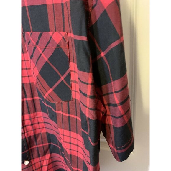 Akademiks Men’s Sz 3XL‎ Plaid Red Button Shirt Pocket - Picture 7 of 8